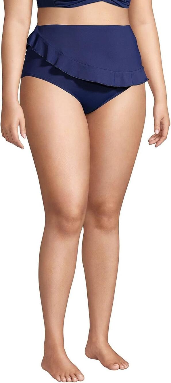 Lands' End Womens Chlorine Resistant Faux Wrap High Waisted Bikini Bottoms 24W